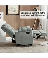 Manual Recliner Chair with Rocker and Swivel in Fabric for Living Room, Green