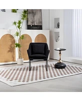 Modern Velvet Desk Chair, Metal Legs Upholstered Accent Arm Chair for Living Room/Bedroom/Small Spaces/Home Office,Black