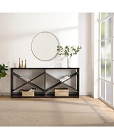 70.87" X-Shape Farmhouse Console Table with Storage
