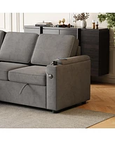 85" Sleeper Sofa with Storage & Charging Port