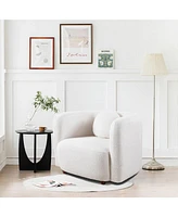 Boucle Fabric Accent Sofa Chair, Japandi Style Armchair