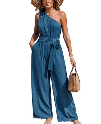 Cupshe Women's One-Shoulder Wide Leg Jumpsuit