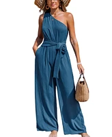 Cupshe Women's One-Shoulder Wide Leg Jumpsuit