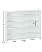 5-Tier Display Cabinet, Glass Display Case with 2 Doors and Adjustable Shelves, Wall-Mounted, White