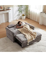 58" Chenille 3-in-1 Loveseat Sofa Bed Sleeper with Pillows