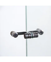 3 Door Glass Cabinet Glass Display Cabinet with 4 Shelves, Black