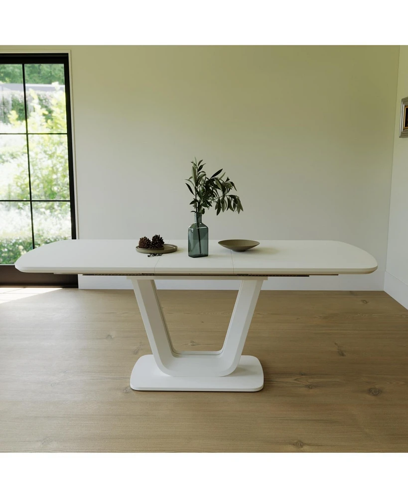 Expandable White Dining Table, U-Legs, Home/Office