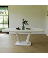 Expandable White Dining Table, U-Legs, Home/Office