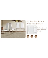 55" Dining Table & 6 White Chairs - Minimalist Style