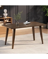 7 - Piece Dining Set,Mid-Century Walnut Finished Frame Upholstered Dining Chairs (Set of 6) (Light Beige) +Wood Dining Table (Brown)