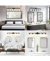 6-Light Vanity Mirror Light with Frosted Glass & Black Frame