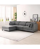 Sectional Couch with Reversible Chaise Modern L-Shape Sofa 4-Seat Corner Couch Modular Sofa with Ottoman,Grey