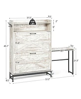 Shoe Cabinet, Entry Home Shoe Cabinet, Entrance Balcony Storage Cabinet, Large Capacity Shoe Rack, White