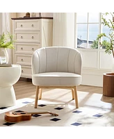 Ash Wooden Frame Upholstered Lounge Shell Chair,Modern Chair 1PC Comfor Chairs for Living Room,Coffee Shop,Office
