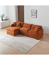L-Shaped Sectional Sofa with Ottoman: Chenille Upholstered Comfort