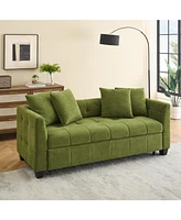 Foldable 3-Seat Sofa Bed with Green Flannel Upholstery (77.9")