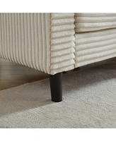 Oversized U-Shaped Corduroy Modular Sofa with Ottomans and Pillows