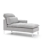 55" Chaise Lounge Sofa: Left Armrest, Pillow, Tufted
