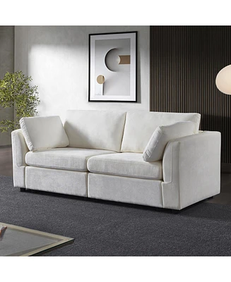 modular sofa whiten chenille fabric, simple and grand, the seat and back is very soft. this is also a Knock Down sofa
