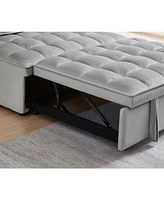 Modern Velvet Convertible Sofa Bed with Detachable Backs, Grey