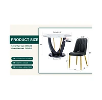 V-Leg Dining Table with Tempered Glass Top and 4 Pu Chairs