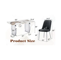 Pandora Sintered Stone Dining Set: 6 Black Chairs, Modern Table