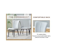 Pandora Dining Set: 71" Tempered Glass Table & 8 Striped Gray Chairs