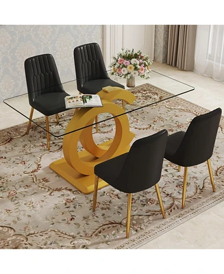 Clear Glass Desk & Chair Set for Home Comfort