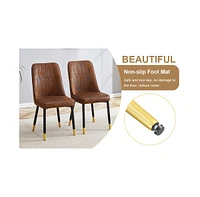 Wood-Textured Mdf Dining Table Set with 6 Armless Suede Chairs
