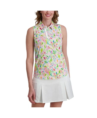 Stella Parker Women's Ruffle Front Sleeveless Polo