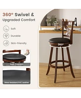 Swivel Bar Stools Set of 2 with Soft Cushion and Elegant Hollow Backrest