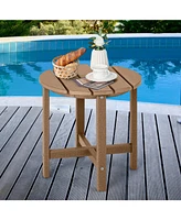 Set of 2 18 Inch Round Weather-Resistant Adirondack Side Tables-Brown