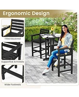 Patio Hdpe Adirondack Bar Chairs Set of 2 with Wide Armrests-Black