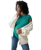 Ingrid + Isabel Maternity Button Front Cardigan Sweater Cream L