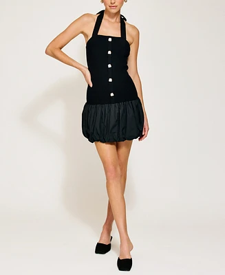 Line & Dot Women's Ramona Mixed-Media Balloon Mini Dress