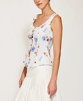 Line & Dot Women's Reeta Square-Neck Top Button-Front