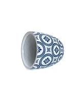 LuxenHome Blue and White Flower Pattern Round Tapered -Inch Tall Mgo Planter