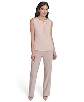 Calvin Klein Women's Sleeveless Pleat-Neck Knit Top