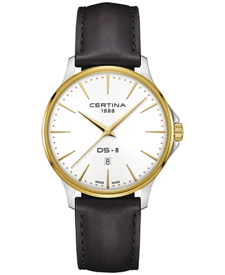 Certina Men's Swiss Ds-8 Brown Leather Strap Watch 40mm