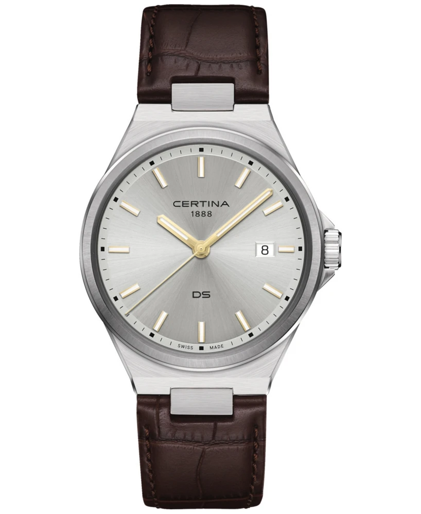 Certina Men's Swiss Ds-7 Brown Leather Strap Watch 39mm