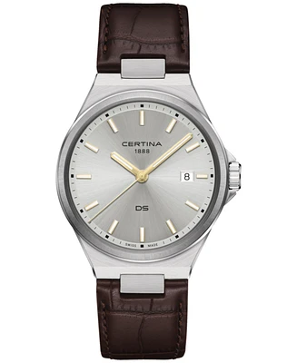 Certina Men's Swiss Ds-7 Brown Leather Strap Watch 39mm