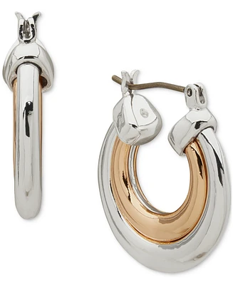 Anne Klein Two-Tone Small Double-Row Hoop Earrings, 0.98"