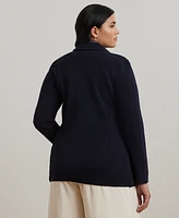Lauren Ralph Women's Plus Combed Cotton Single-Breasted Blazer