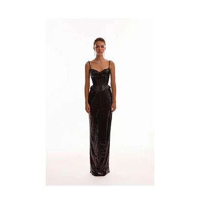 Milla Women's Dramatic fitted sequined maxi skirt