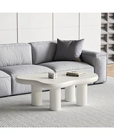 Cute Cream Coffee Table (46") with 4 Legs for Living Room