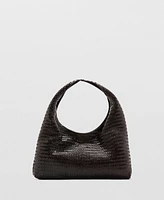 Mango Women's Braided Leather Shoulder Bag