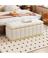 Linen Fabric Upholstered+Solid wood frame Bench with Large Storage Space for the Living Room, Entryway and Bedroom,Beige,( 40''x16''x17'' )