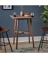 Modern Bar Height 42" Dining Table, Rubberwood Legs and Laminate Table Top, Walnut Finish, Black