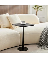 Mdf with metal feet, square shape, located in living space and lounge area, black