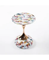 Mermaid Tail Coffee Table, Metal Pedestal Table, Accent Table for Small Spaces